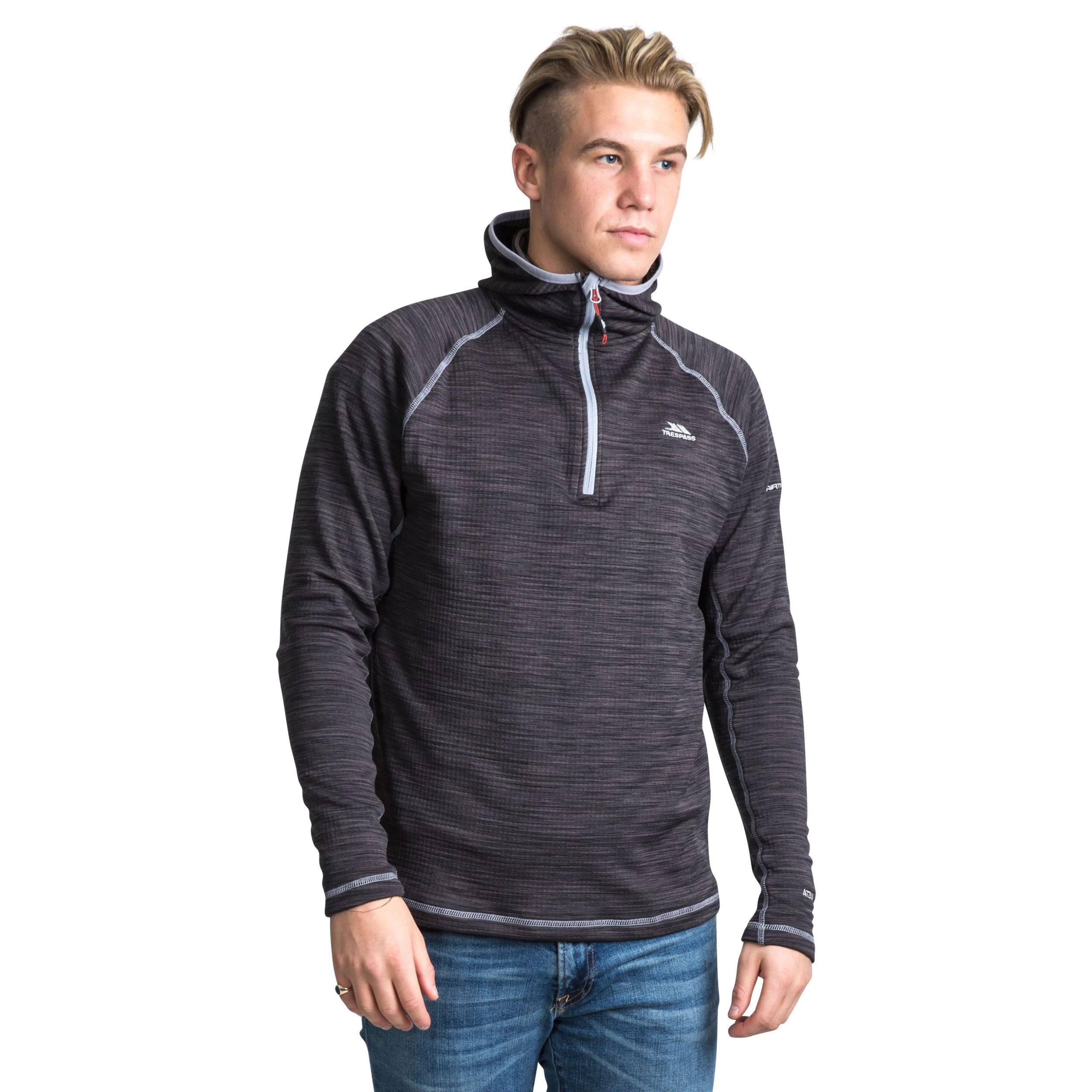 Trespass Men's 1/2 Zip Hooded Fleece Shale - Junior Size 3 Trespass Men's 1/2 Zip Hooded Fleece Shale - Junior Size - Image 3