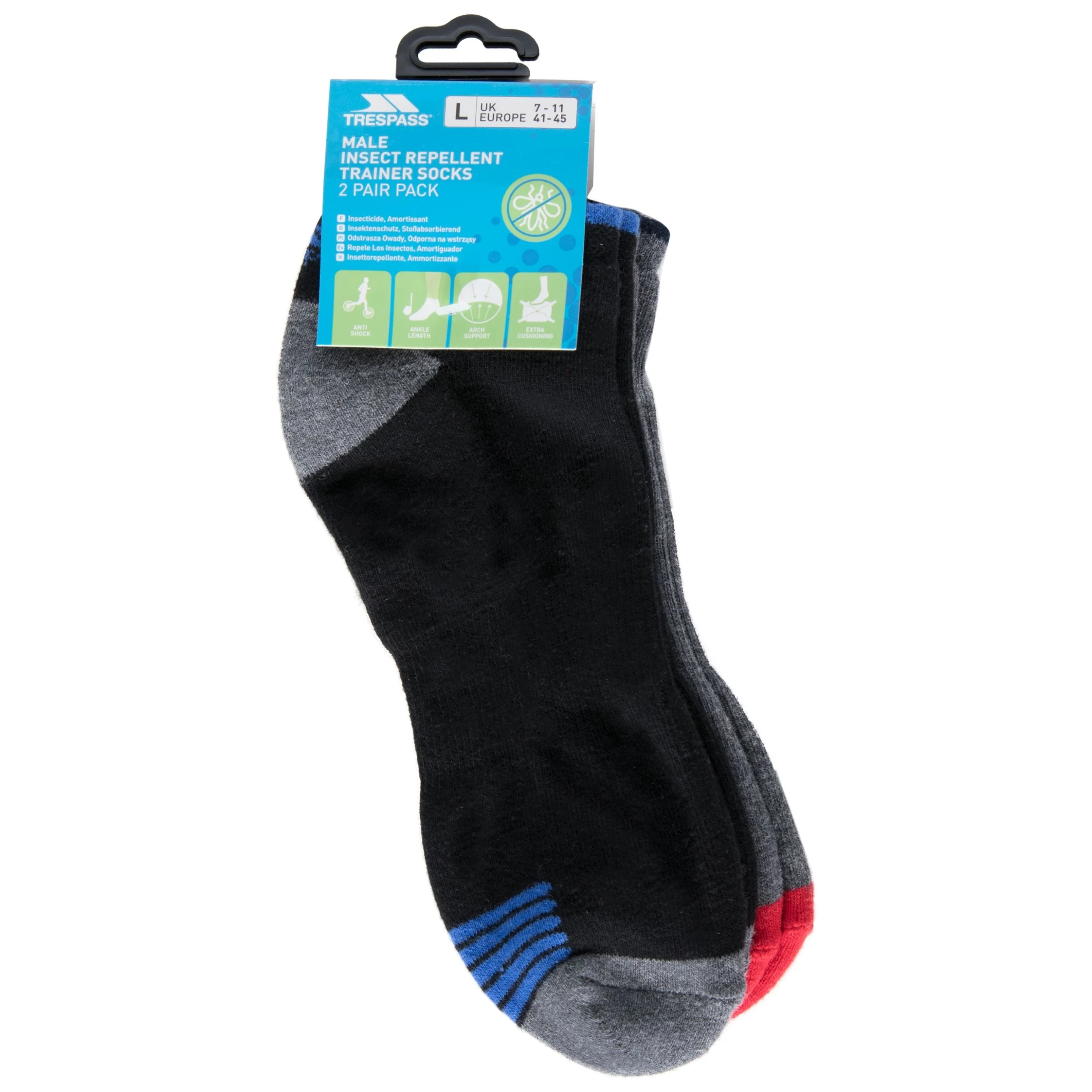 Trespass Men's Insect Repellent Trainer Socks - 2 Pack Tracked 2 Trespass Men's Insect Repellent Trainer Socks - 2 Pack Tracked - Image 2