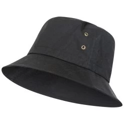 Trespass Adults Bucket Hat Black Inner Check Detail Waxy