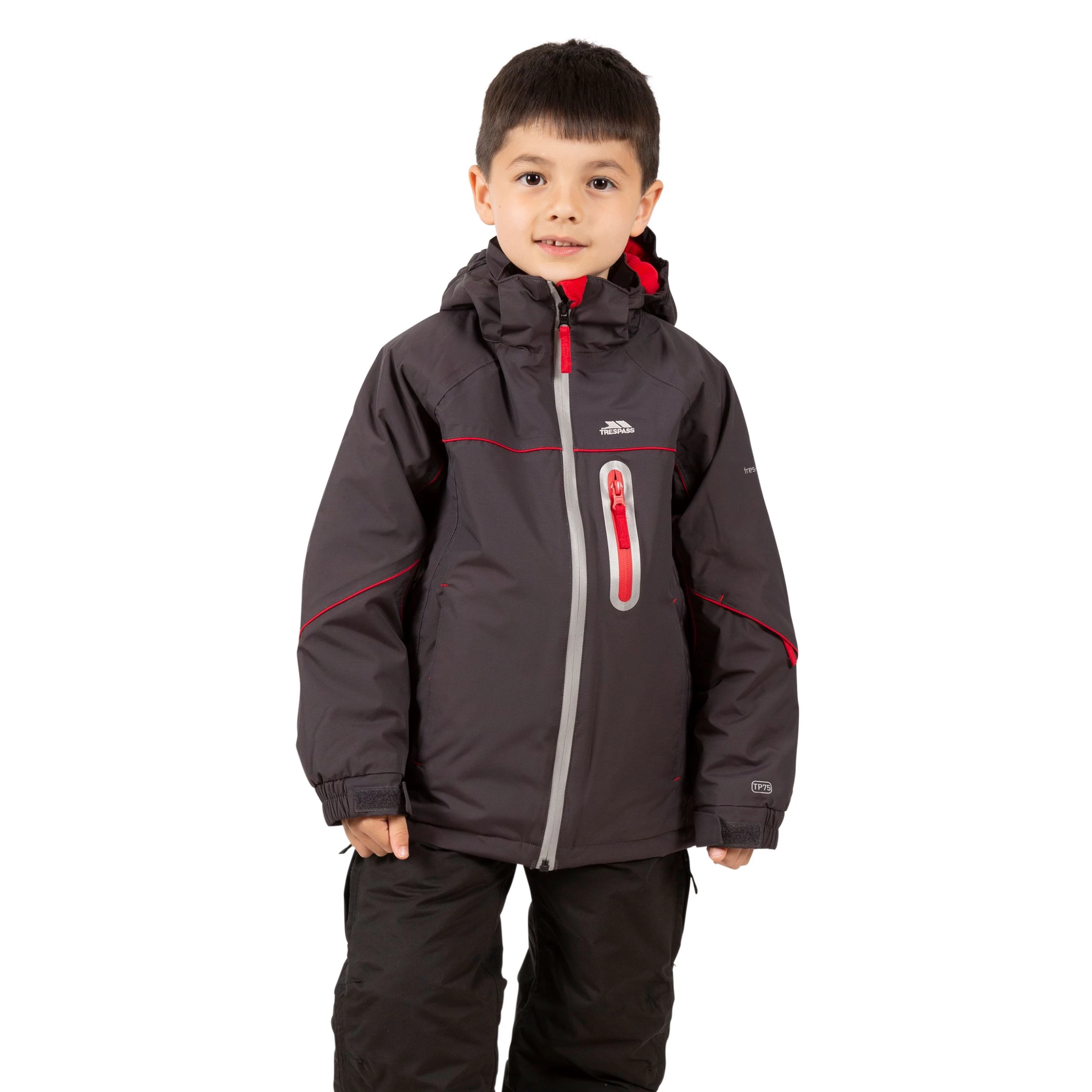Trespass Boy's Ski Jacket TP75 Wilson - DARK GREY 2/3 3 Trespass Boy's Ski Jacket TP75 Wilson - DARK GREY 2/3 - Image 3